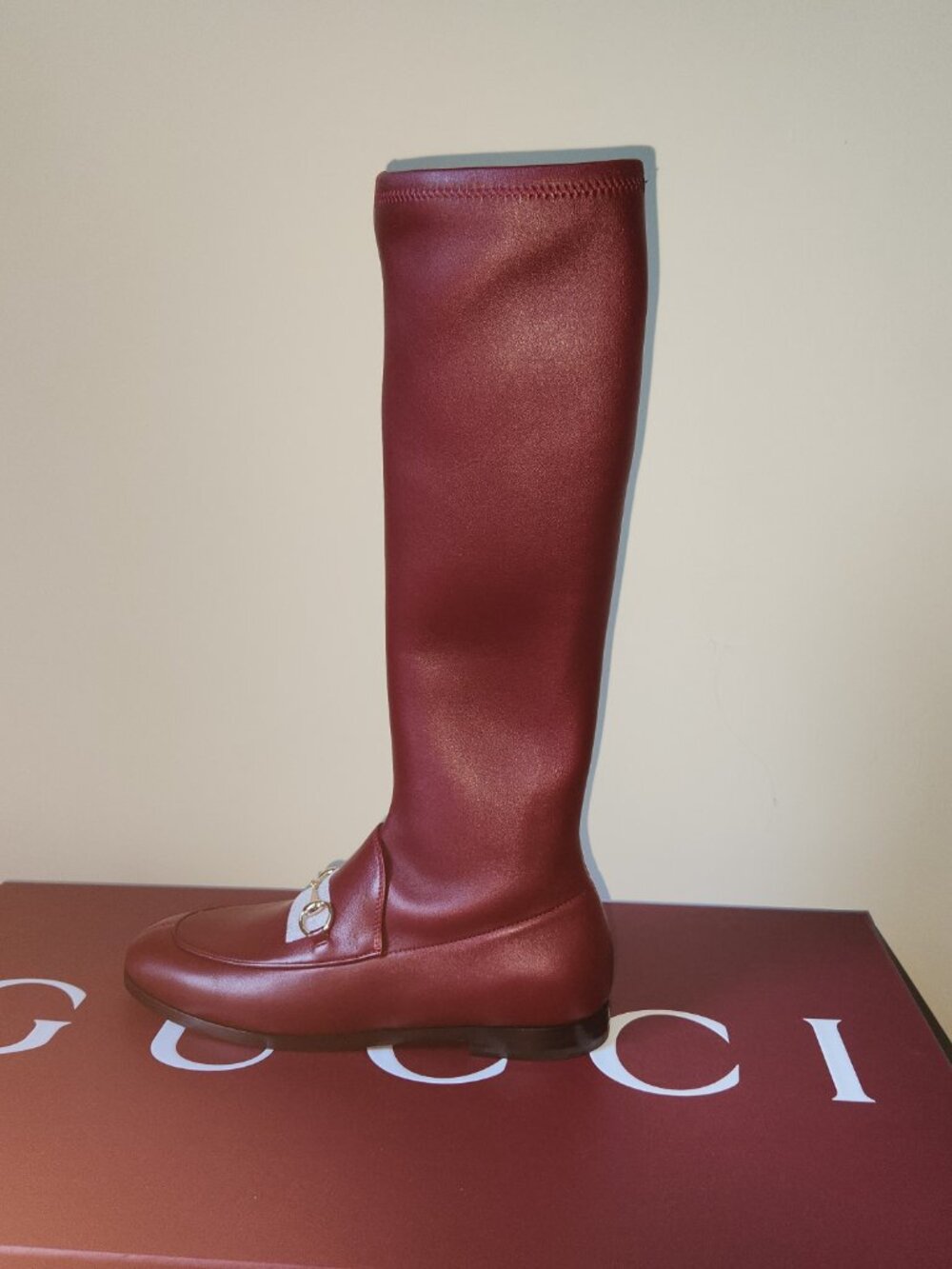 NIB Gucci Jordaan Burgundy Leather Knee-High Boots IT 38 US 8 - Picture 5 of 8